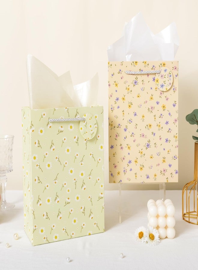 Crisky Bags for Small Business, 4 Pack Medium Gift Bags with Handles, Wildflower Floral Wedding Gift Bag Medium Size Goodie Bags with Tissue Paper for Bridal Shower, Engagement, Birthday, Graduation - Image 5
